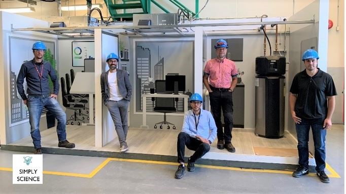 Project team members inside the CO2 thermal energy network pilot-scale office