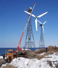 Ramea Island wind-diesel project under construction. Photo credit: Frontier Power Systems Inc.