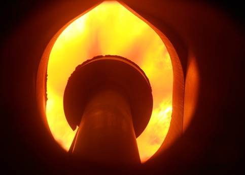 Photo depicting Combustion of pyrolysis oil in the steam power boiler