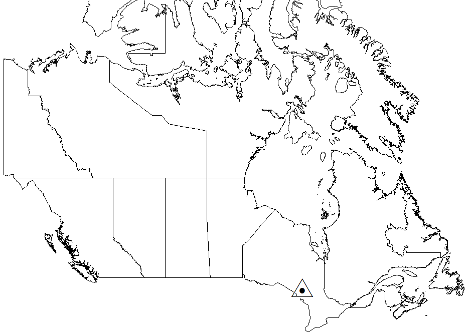 Map of Canada showing the location of the Island Lake wood ash research trial in Ontario.