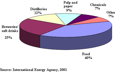 Breakdown of industrial anaerobic treatment facilities in Europe