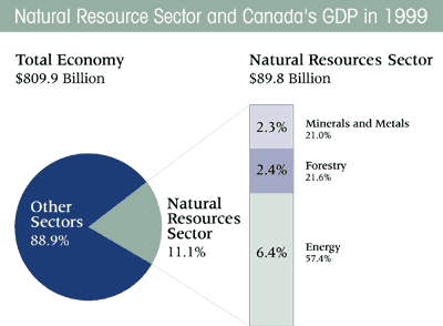 Natural Resource Sector and Canada's GDP in 1999