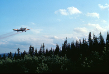 Photo showing aerial spraying