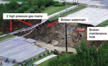 FIGURE 17: Damage at Finch Avenue and Black Creek, north Toronto flood, August 2005 (courtesy of City of Toronto).