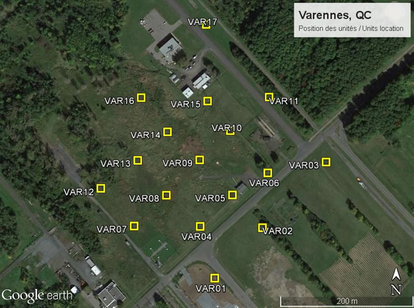 Map showing the unit locations in Varennes, QC
