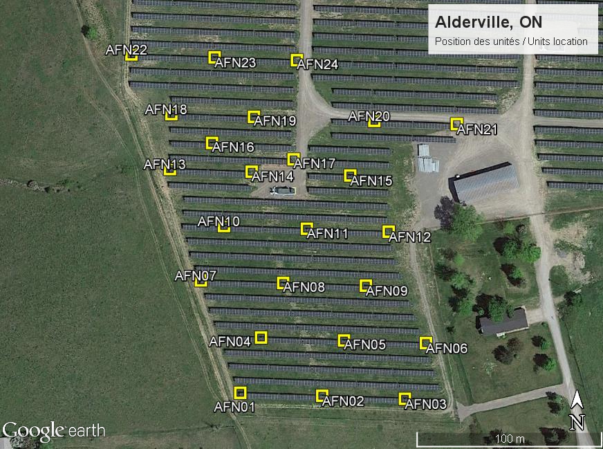 Map showing the unit locations in Alderville