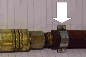 photo of a hose clamp attached to a fitting