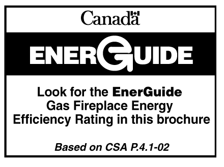 EnerGuide label for gas fireplaces for a multiple models