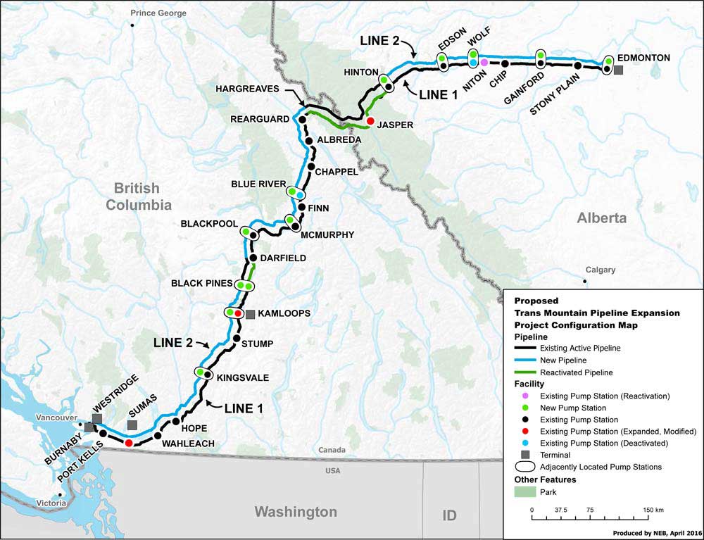 Map of Trans Mountain Expansion Project