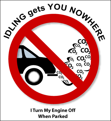 2X THIS ENGINE CANNOT IDLE FOR MORE THAN 5 MINUTES CALIFORNIA IDLE VINYL STICKER